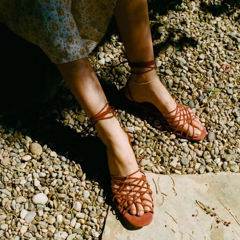 Doen Casimira sandals in red leather NEW
